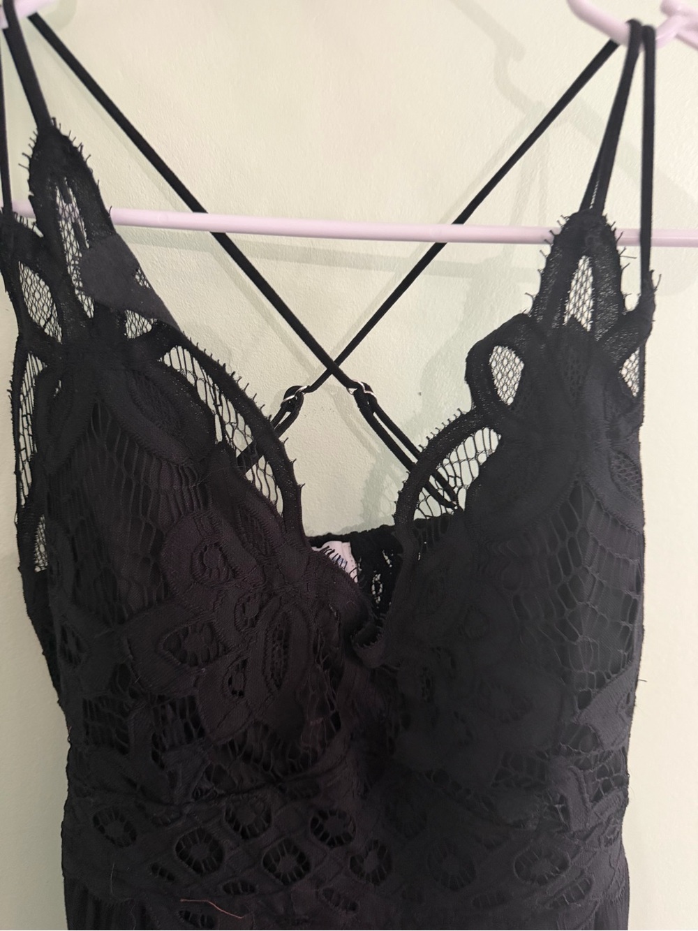 Francesca’s Blue Rain Black Lace Strappy Mini Dress Size S NWT